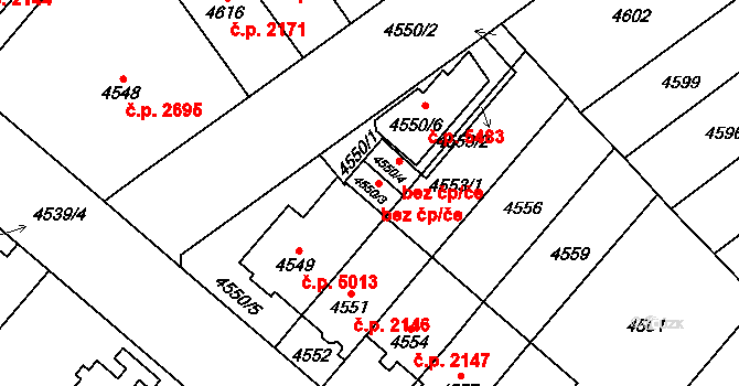 Jihlava 4092 na parcele st. 4550/3 v KÚ Jihlava, Katastrální mapa