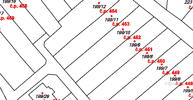 Zastávka 452 na parcele st. 199/10 v KÚ Zastávka, Katastrální mapa
