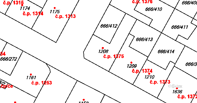 Veselí nad Moravou 1375 na parcele st. 1208 v KÚ Veselí-Předměstí, Katastrální mapa