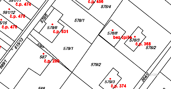 Krmelín 4 na parcele st. 579/1 v KÚ Krmelín, Katastrální mapa