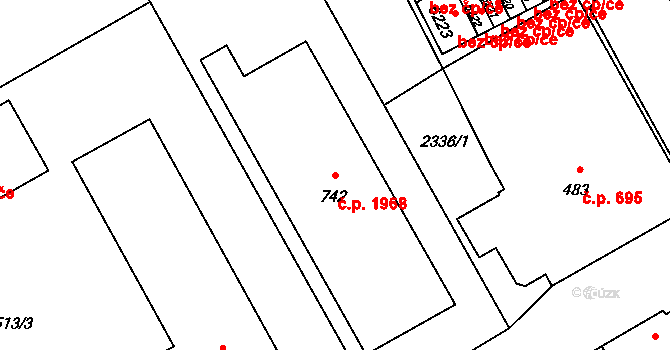 Šumperk 1968 na parcele st. 742 v KÚ Šumperk, Katastrální mapa