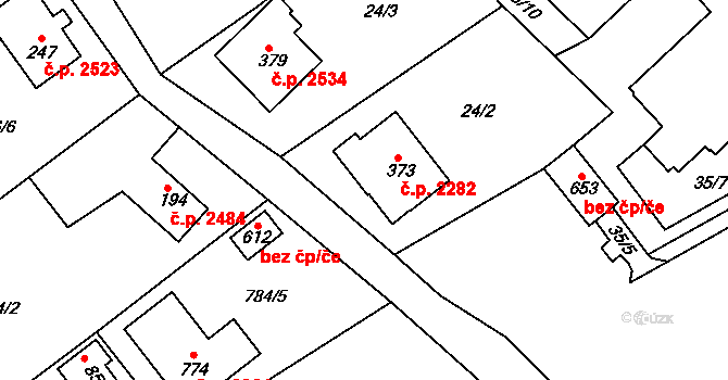 Šumperk 2282 na parcele st. 373 v KÚ Dolní Temenice, Katastrální mapa
