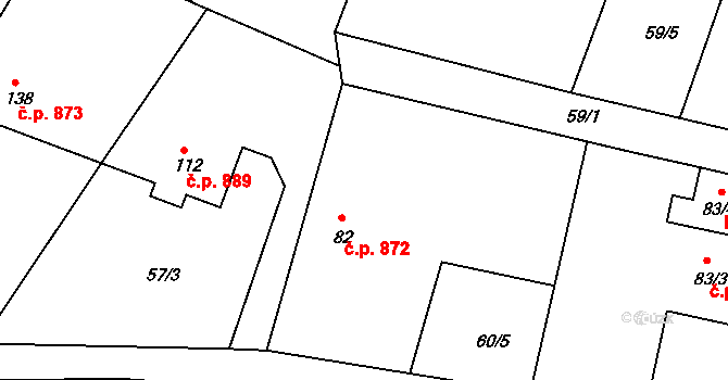 Těptín 872, Kamenice na parcele st. 82 v KÚ Těptín, Katastrální mapa