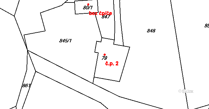 Újezdec 2, Syřenov na parcele st. 79 v KÚ Syřenov, Katastrální mapa