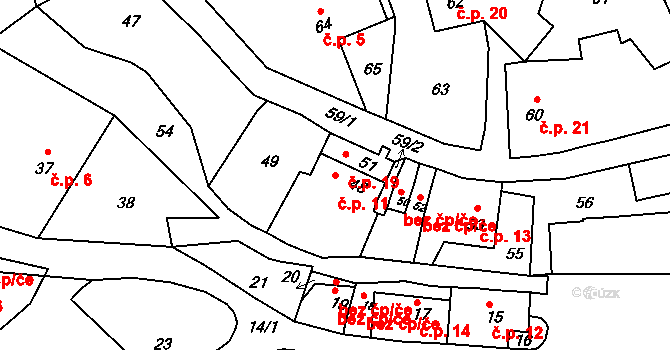 Brusná 11, Lomnice na parcele st. 48 v KÚ Brusná, Katastrální mapa