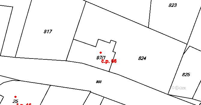 Lipník 66 na parcele st. 97/1 v KÚ Lipník, Katastrální mapa