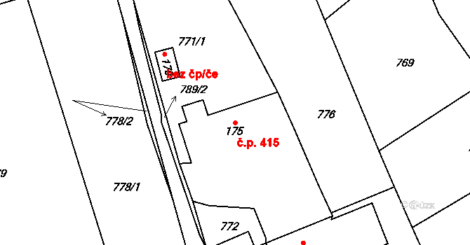Polánky nad Dědinou 415, Třebechovice pod Orebem na parcele st. 175 v KÚ Polánky nad Dědinou, Katastrální mapa