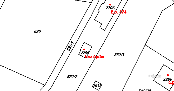 Chlumec nad Cidlinou III 13, Chlumec nad Cidlinou na parcele st. 531/2 v KÚ Chlumec nad Cidlinou, Katastrální mapa