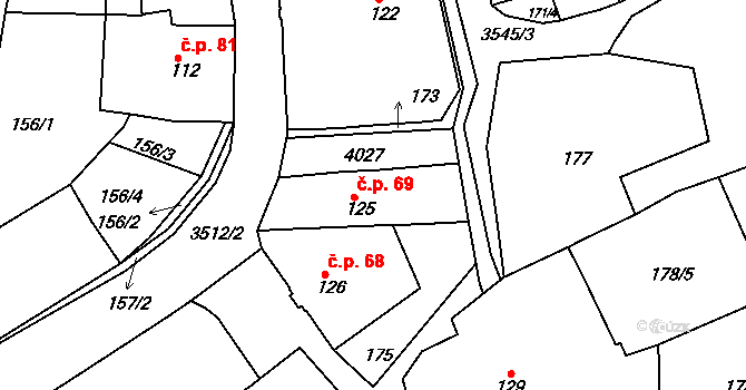Cvikov I 69, Cvikov na parcele st. 125 v KÚ Cvikov, Katastrální mapa