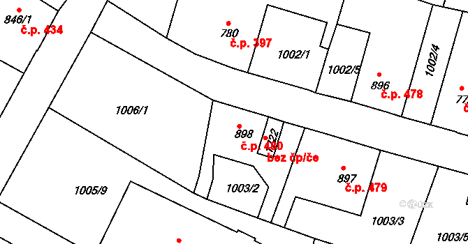 Cvikov II 480, Cvikov na parcele st. 898 v KÚ Cvikov, Katastrální mapa
