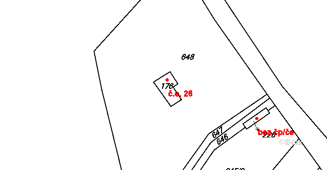Poplze 26, Libochovice na parcele st. 176 v KÚ Poplze, Katastrální mapa