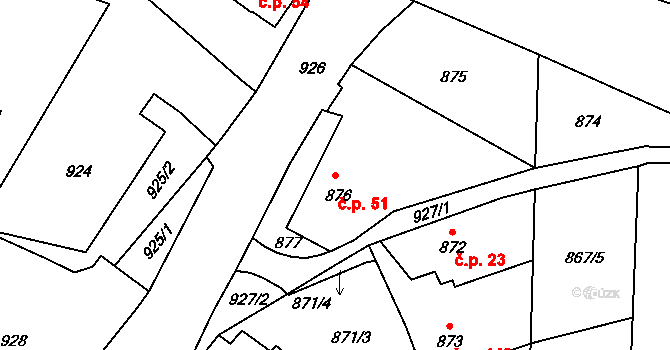 Podmoklice 51, Semily na parcele st. 876 v KÚ Semily, Katastrální mapa