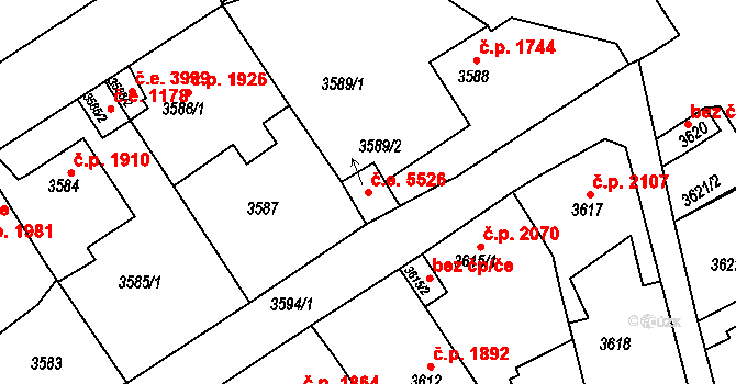 Ústí nad Labem-centrum 5526, Ústí nad Labem na parcele st. 3589/2 v KÚ Ústí nad Labem, Katastrální mapa