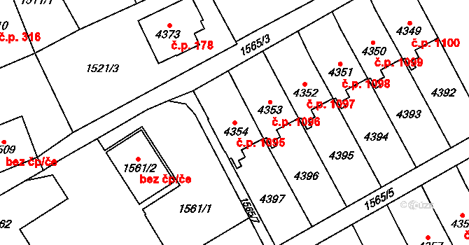 Žamberk 1095 na parcele st. 4354 v KÚ Žamberk, Katastrální mapa