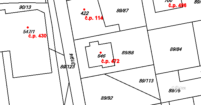 Litol 472, Lysá nad Labem na parcele st. 646 v KÚ Litol, Katastrální mapa