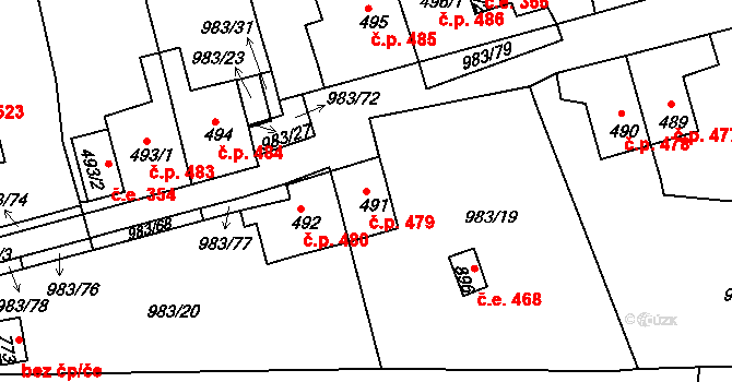 Bohosudov 479, Krupka na parcele st. 491 v KÚ Bohosudov, Katastrální mapa