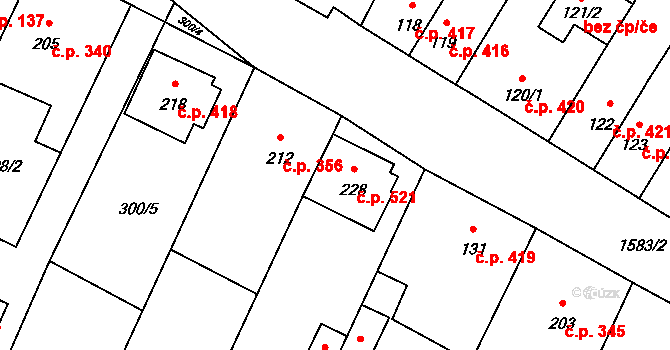 Okříšky 521 na parcele st. 228 v KÚ Nové Petrovice, Katastrální mapa