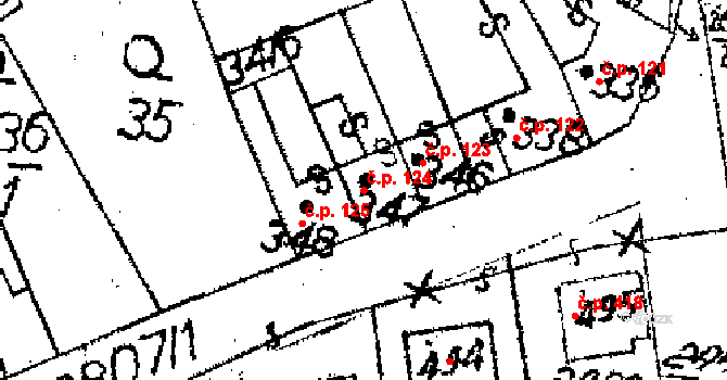 Jaroměřice 124 na parcele st. 347 v KÚ Jaroměřice, Katastrální mapa
