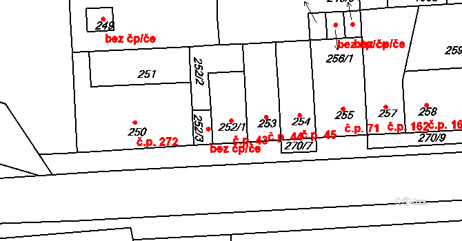 Řetenice 43, Teplice na parcele st. 252/1 v KÚ Teplice-Řetenice, Katastrální mapa
