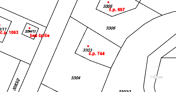 Vendryně 744 na parcele st. 3303 v KÚ Vendryně, Katastrální mapa