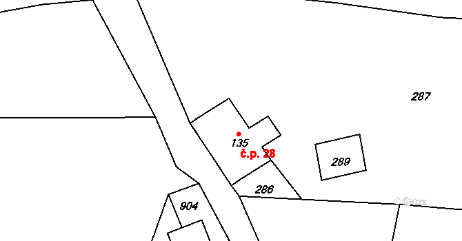 Marketa 28, Dolní Poustevna na parcele st. 135 v KÚ Horní Poustevna, Katastrální mapa