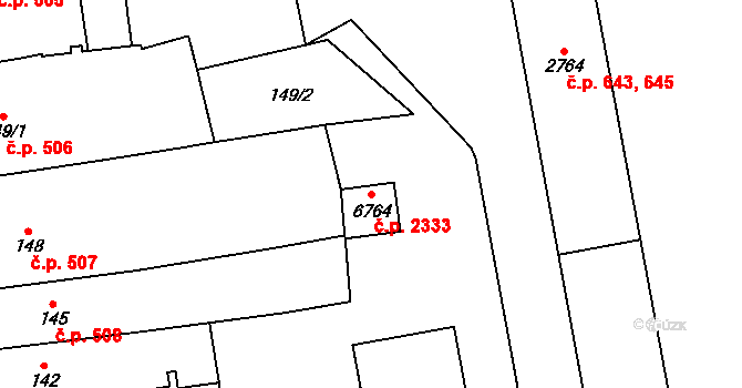 Cheb 2333 na parcele st. 6764 v KÚ Cheb, Katastrální mapa
