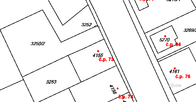 Šťáralka 73, Kolín na parcele st. 4155 v KÚ Kolín, Katastrální mapa