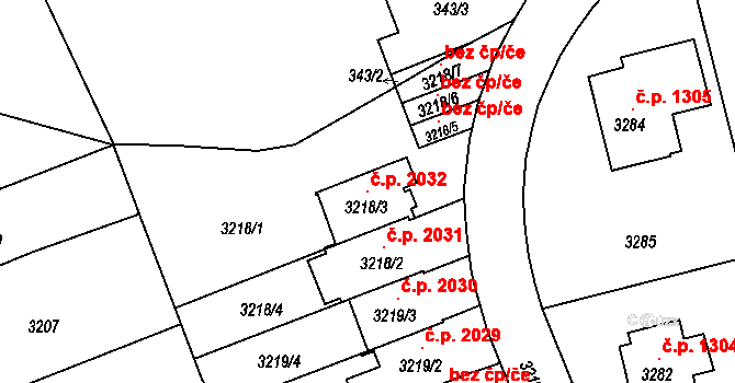 Břevnov 2032, Praha na parcele st. 3218/3 v KÚ Břevnov, Katastrální mapa