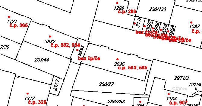 Střední Předměstí 583,585, Trutnov na parcele st. 3635 v KÚ Trutnov, Katastrální mapa