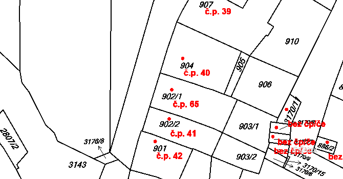 Příbram I 65, Příbram na parcele st. 902/1 v KÚ Příbram, Katastrální mapa