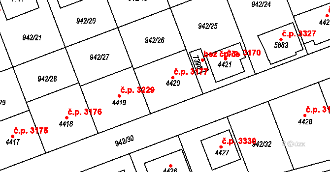 Hodonín 3177 na parcele st. 4420 v KÚ Hodonín, Katastrální mapa