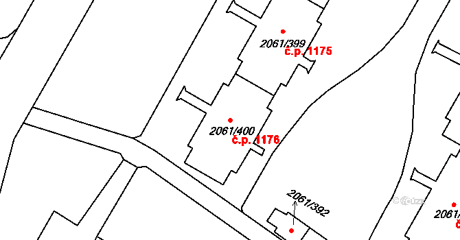 České Budějovice 2 1176, České Budějovice na parcele st. 2061/400 v KÚ České Budějovice 2, Katastrální mapa