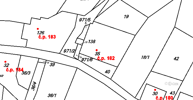 Horní Pertoltice 182, Pertoltice na parcele st. 35 v KÚ Horní Pertoltice, Katastrální mapa