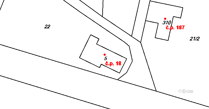 Chotěvice 18 na parcele st. 5 v KÚ Chotěvice, Katastrální mapa