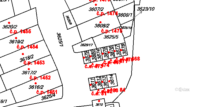 Šlapanice 467 na parcele st. 3875 v KÚ Šlapanice u Brna, Katastrální mapa