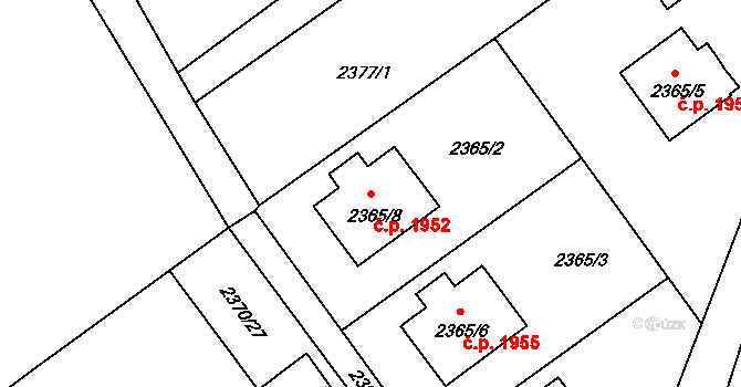 Hranice 1952, Karviná na parcele st. 2365/8 v KÚ Karviná-město, Katastrální mapa