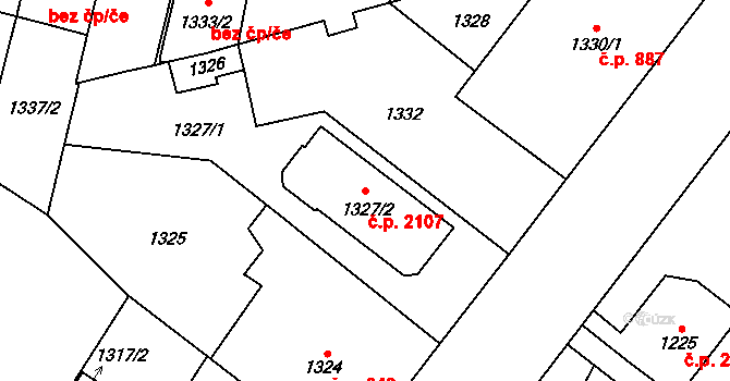 Bolevec 2107, Plzeň na parcele st. 1327/2 v KÚ Bolevec, Katastrální mapa