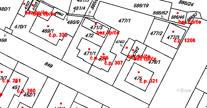 Lobzy 307, Plzeň na parcele st. 473 v KÚ Lobzy, Katastrální mapa