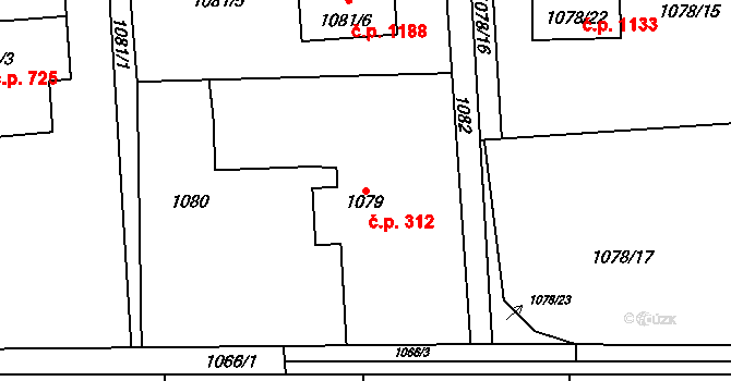 Bludovice 312, Havířov na parcele st. 1079 v KÚ Bludovice, Katastrální mapa