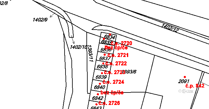 Cheb 2722 na parcele st. 6837 v KÚ Cheb, Katastrální mapa