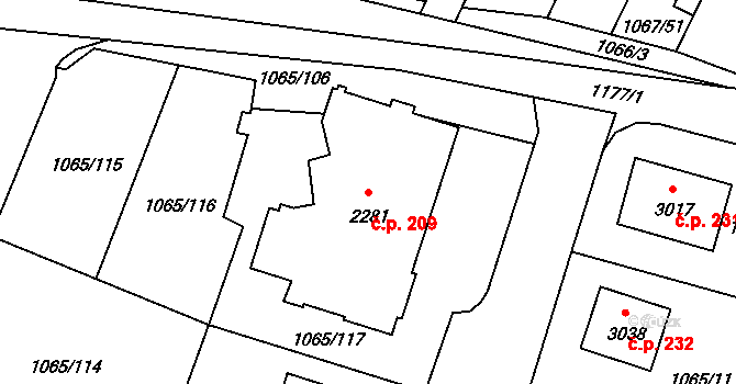Hamrníky 209, Mariánské Lázně na parcele st. 2281 v KÚ Úšovice, Katastrální mapa