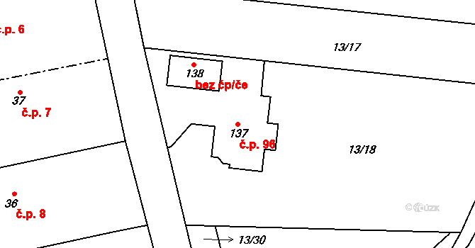 Blato 96, Mikulovice na parcele st. 137 v KÚ Blato, Katastrální mapa