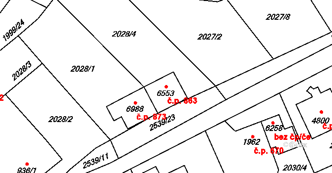 Beroun-Závodí 863, Beroun na parcele st. 6553 v KÚ Beroun, Katastrální mapa