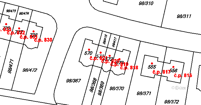 Bašť 820 na parcele st. 571 v KÚ Bašť, Katastrální mapa