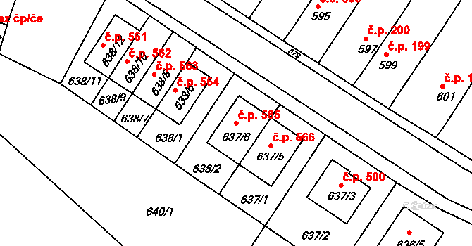 Lelekovice 565 na parcele st. 637/6 v KÚ Lelekovice, Katastrální mapa