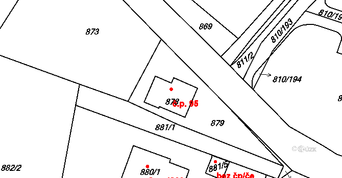 Proseč nad Nisou 95, Jablonec nad Nisou na parcele st. 878 v KÚ Proseč nad Nisou, Katastrální mapa