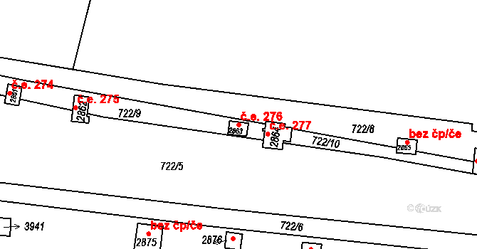 Vrchlabí 276 na parcele st. 2863 v KÚ Vrchlabí, Katastrální mapa