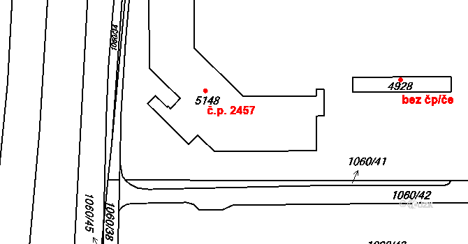 Blansko 2457 na parcele st. 5148 v KÚ Blansko, Katastrální mapa