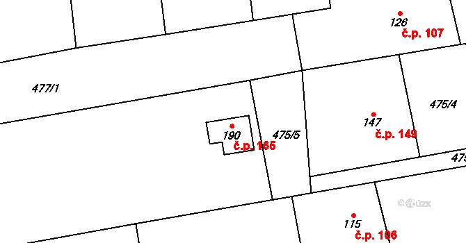 Štěpánov nad Svratkou 165 na parcele st. 190 v KÚ Štěpánov nad Svratkou, Katastrální mapa