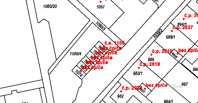 Chomutov 1431 na parcele st. 1070 v KÚ Chomutov II, Katastrální mapa